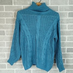 Crochet Cable Knit Turtle Neck Sweater Unbranded and Unsized Estimsted M-L